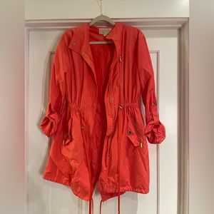 Michael Kors Anorak Trench Jacket- Size Large, Coral/Orange